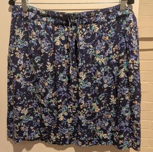 Eddie Bauer Blue Floral A-Line Skirt